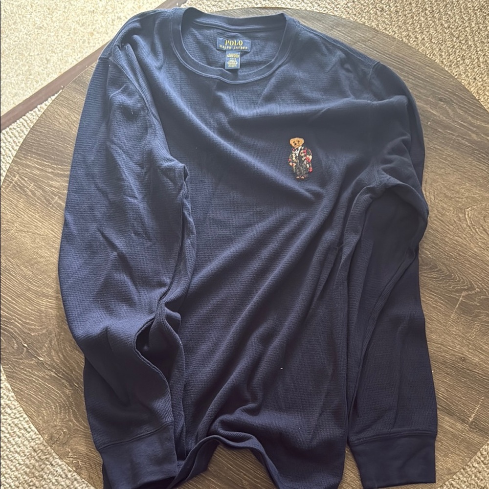 Polo by Ralph Lauren Blue Long Sleeve Tee with Embroidered Detail